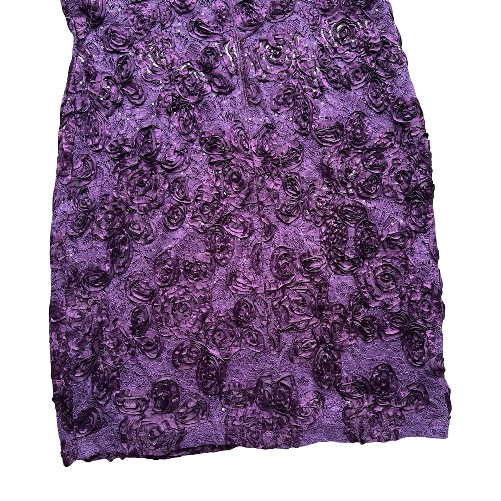 Marina Sheath Dress Size 14 Purple Floral Lace Sequin Embellishments V-Neck - Picture 6 of 10